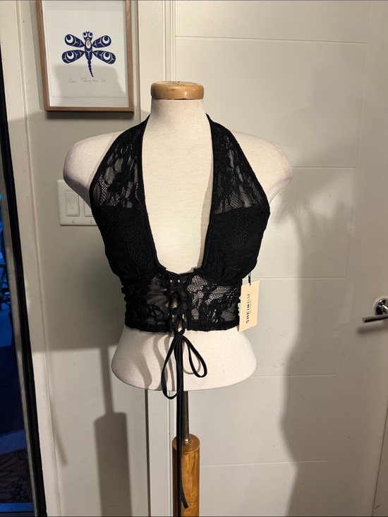 sheinbea Tops - Aritzia Black Lace Halter Corset Bralette Top